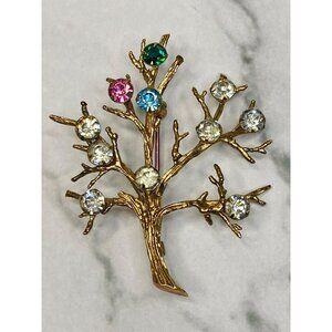 Vintage Sarah Coventry Tree Of Life Crystal Pin Brooch -315